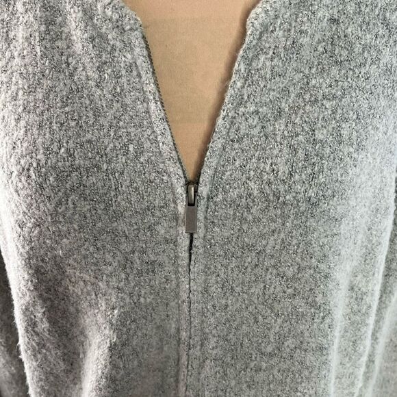 Daytrip Women’s L Zip-Up Long Cardigan with Slant Zip Side Pockets Gray - Picture 3 of 10